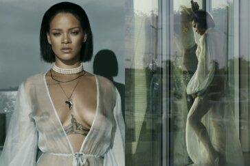 Rihanna Bikini Sheer Robe Nip Slip Photos Leaked on fansgirls.net