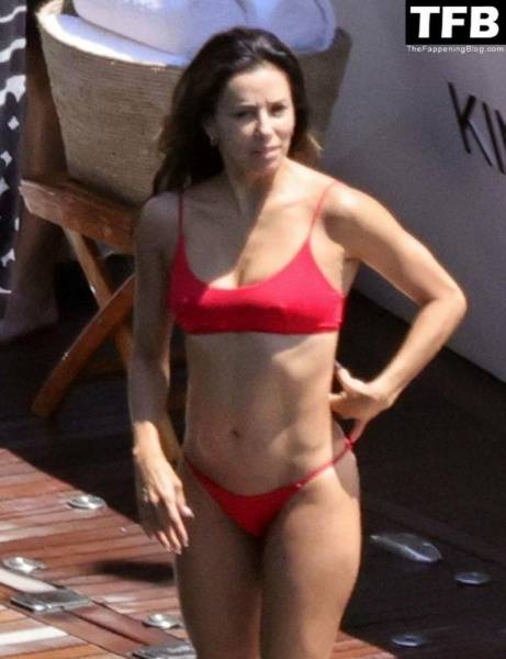 Eva Longoria Showcases Her Stunning Figure and Ass Crack in a Red Bikini on Holiday in Capri on fansgirls.net