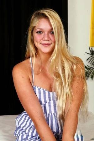 Young blonde Jessie Andrews is all aglow after a fuck and open mouth facial on fansgirls.net