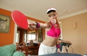 Young blonde Nicole Ray fucks a really old guy after losing ping pong game on fansgirls.net