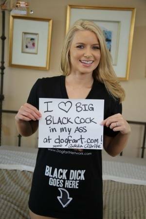 Hot blonde girl Anikka Albrite takes a massive black cock up her ass on fansgirls.net