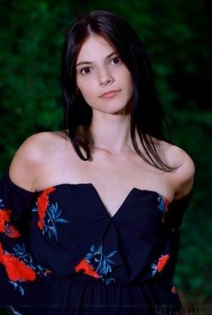 Beautiful teen Aleksandrina gets totally naked while in a forest on fansgirls.net