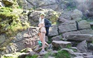 Blonde amateur Barby Slut sucks on a cock after a day of rock climbing on fansgirls.net