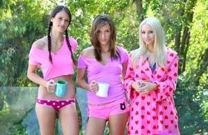 Real life lesbians have a threesome after downing their morning coffee on fansgirls.net