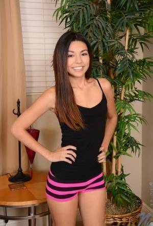 Sweet Latina teen Serena Torres pleases her bald snatch with a vibrator on fansgirls.net